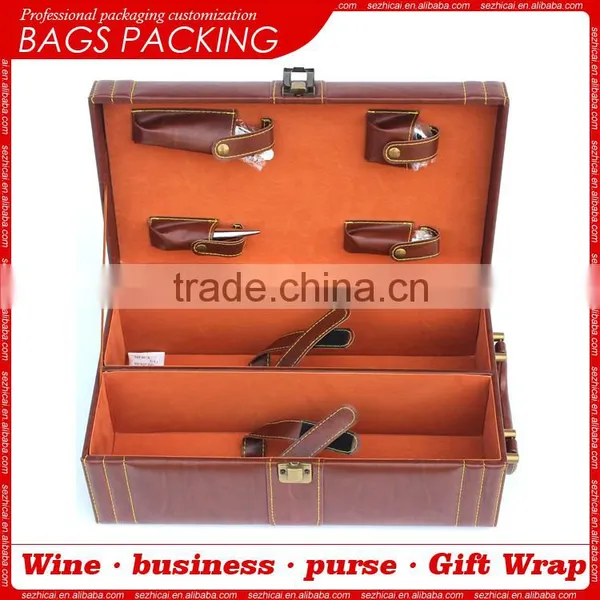Brown Double Wine Wine Box With Four Sets of Wine
