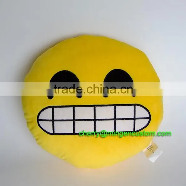 Cute Emoji Smiley Yellow Pillows Cushions Cartoon Face Round Emoji Pillow Decorative Pillows Stuffed photo-3