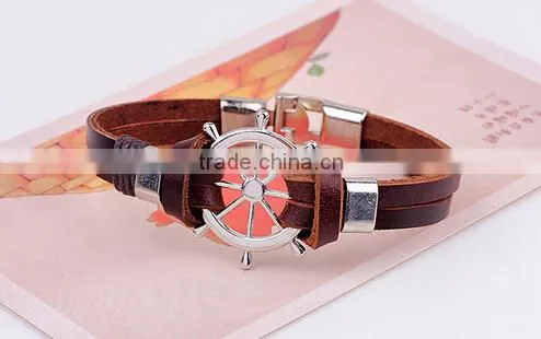 Factory Wholesale Rudder Leather Bracelet for Men/ photo-3