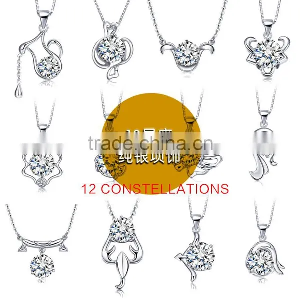 12 Constellations 925 Sterling Silver Pendant Jewelry Cubic Zircon Pendant photo-2
