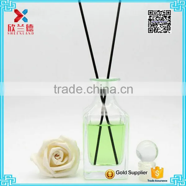 150ml high quality wholesale Glass Square Clear Car Aroma Diffuser Bottle With Cork