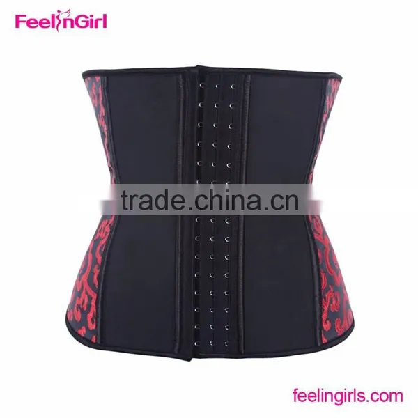 Black 9 Steel Boned Trimming Shaper Latex Waist Corset photo-3
