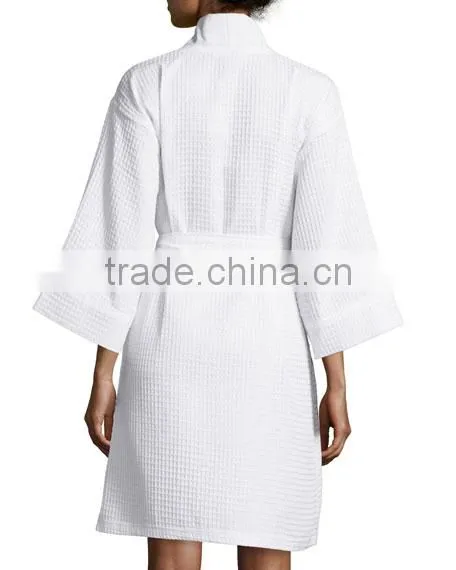 Wholesale Cheap Sexy Classical Style Women White Homme Hotel Waffle Bathrobe photo-2