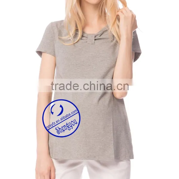 Custom Spandex Cotton Plain Blank Short Sleeve Maternity t Shirt photo-3