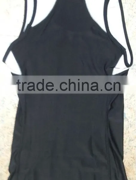 Ladies Two Tone Compression Tank Top - Black/White photo-2