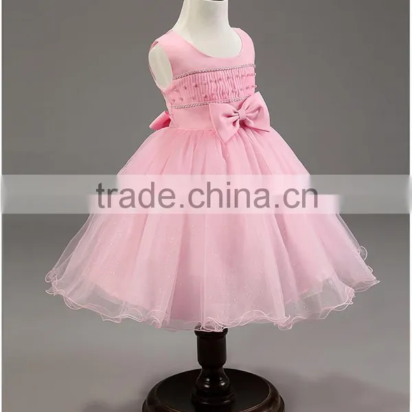 Lastest Wholesale Korean Fashion Girl Style Pink Chiffon Kids Party Wear Dresses TR-WS32 photo-3