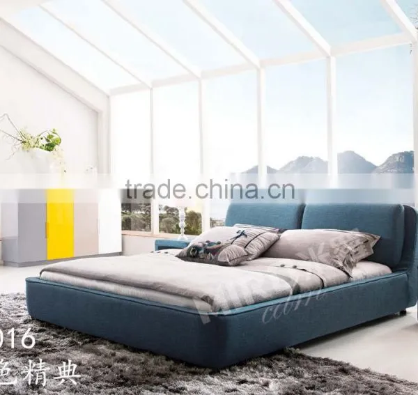 Blue Wooden Double Bed Design