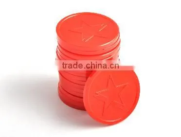 Embossed Plastic Token Coins in Stock - Red - Star