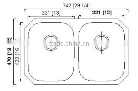 Double Bowl Shape 7447A Jiangmen Manufacturer Stainless Steel Undermount Utility Sink for Kitchen Countertop photo-3