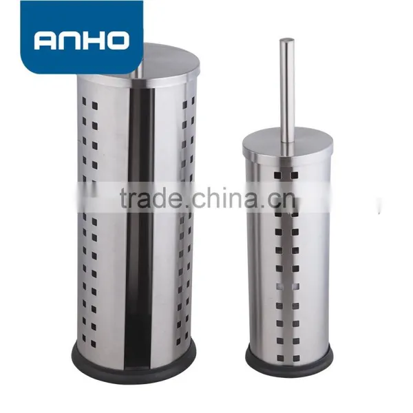 Matte Finishing Toilet Roll and Brush Holder Sets With Holes Decor photo-2