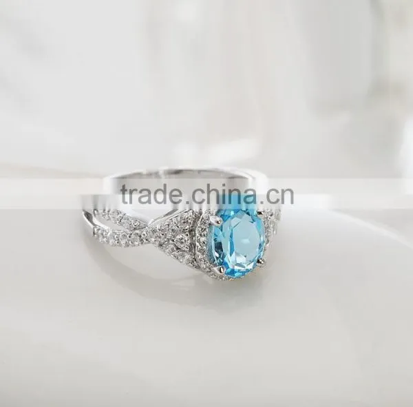 Exquisite 925 Silver Wedding Oval Shape Sky Blue Topaz Ring .natural Gemstone Ring photo-2