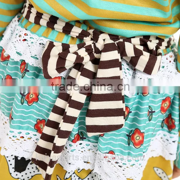 2016 Kaiya Girls Halloween Clothing Sets Long Sleeve 2pcs Set Fall Stripe Organic Cotton Baby Clothing photo-5
