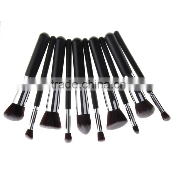 10 Pcs Silver Black Synthetic Kabuki Makeup Brush Set Cosmetics Foundation Blending Blush Makeup Tool photo-3