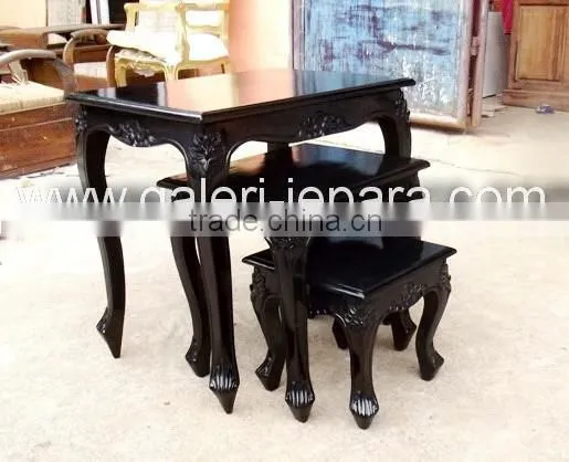 Nest Table With Black Gloss - French Furniture Living Room Sets - Living Room Furniture
