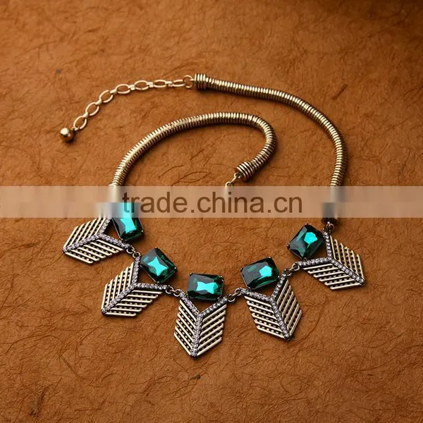 Cheap Wholesale Jewelry 2016 Latest Design Vintage Multiple Pendants Necklace Green Stone Pendant Necklace photo-6