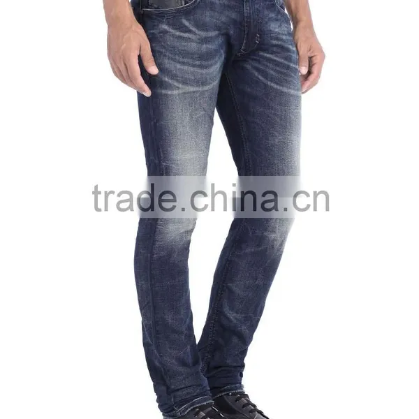 2015 Men Light Blue Stretch Denim Jeans/ Spell Check Slim Waist Skinny Pants For Men photo-3