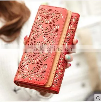 Fashion Hollow Out Design Paper Women Wallet With Custom Pattern , Chinese Paper Cut Design Lady Girl Wallet With Magnet Closure photo-4