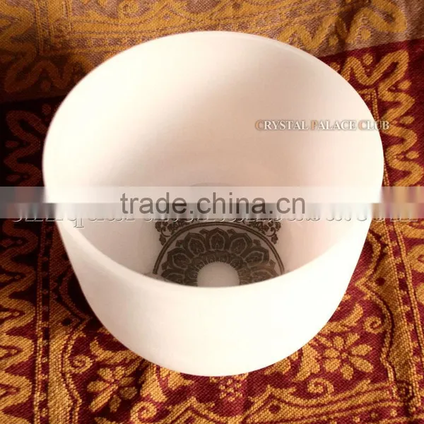 Frosted Quartz Crystal Singing Bowls With Design and Musical Note photo-5