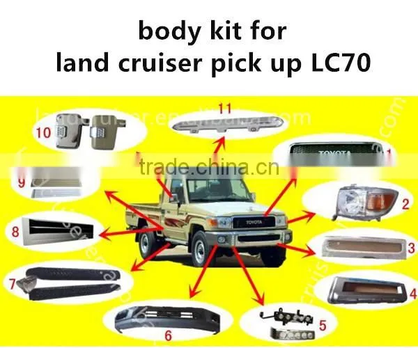 for Land Cruiser Pickup LC70 Body Kit Bumper Side Mirror Cover Skid Plate Side Step