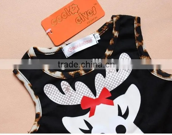 2015 Party Dress 2 Pcs Leopard Pants Fashion Newborn Christmas Baby Girl Outfit photo-3
