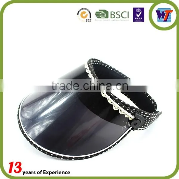 Black Cheap UV Protection PVC Plastic Caps Long Brim Sun Visor Hats photo-6