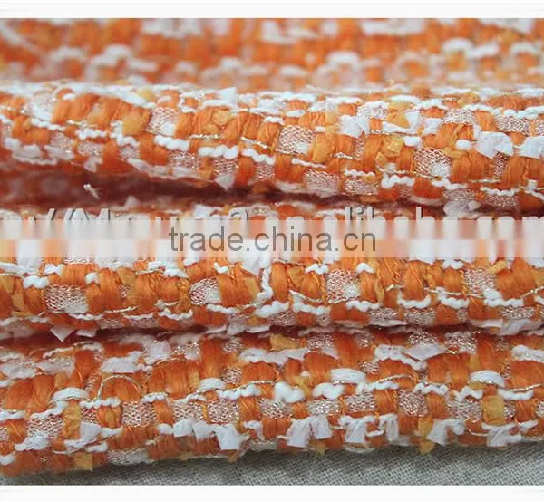 Widely Use Orange Wool Polyester Tweed Fabric/thick Tweed Heavy Woolen Fabric photo-5