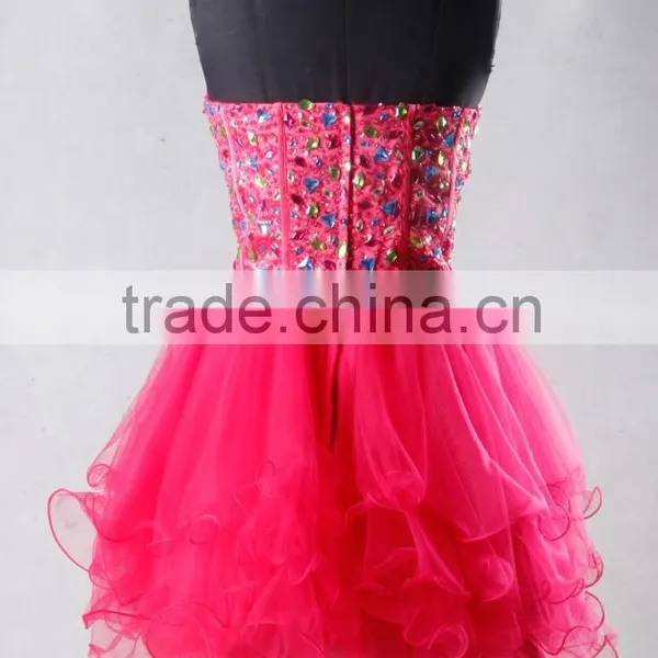 J-0094pink High Quality Luxury Bling Bling Sexy Crystal and Sequin Cooktail Dresses photo-4