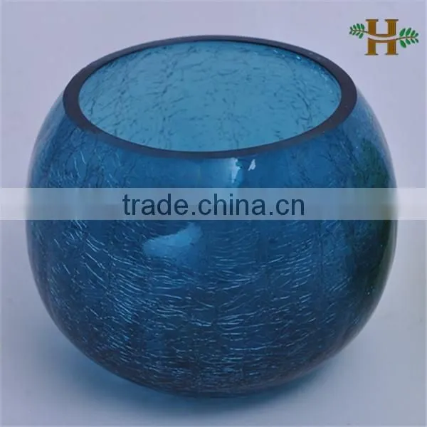 Handmade Crackle Round Colored Glass Fish Bowl photo-2