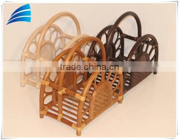 Rattan Wicker Magazine Newspaper Rack Holder With Handle photo-4