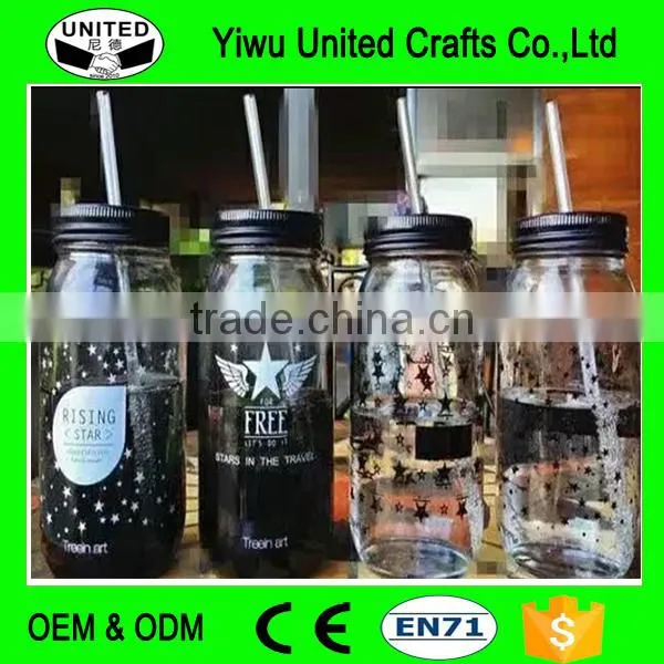 HOT SALE !!! Wholesale Ice Cold Drink Glass Led Mason Jars With Lids and Straw photo-2