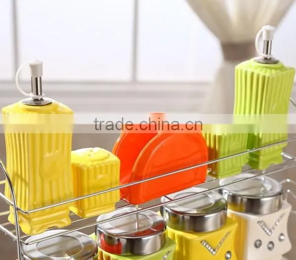 Ceramic Canister Set With Stainless Metal Stand photo-5