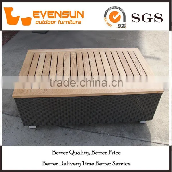 Evensun Classic Storage Wicker Box Wooden Cover photo-2