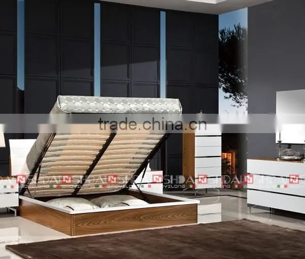 2016 New Arrival Modern Lift up Storage Bed Design and Cabinet Sets With Metal Legs photo-5