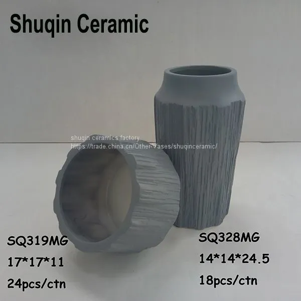 Matt Gray Color Vase Indoor Vase Ceramics Vases Home Decoration photo-2
