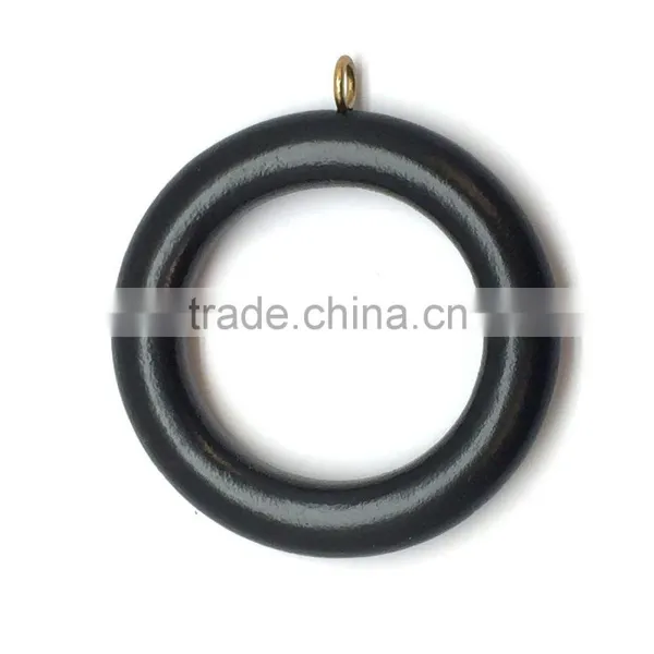 ID45mm/OD70mm Circle Wood Curtain Rod Ring With Screw Eyelet, Black Wood photo-4