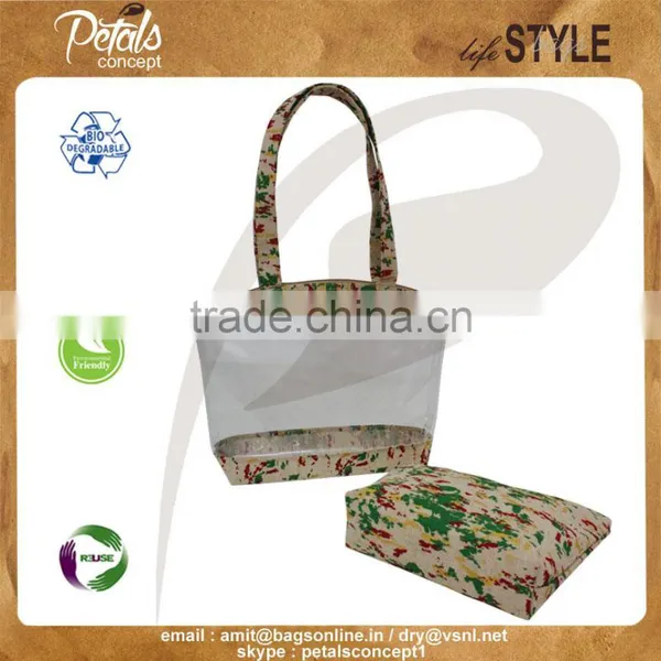 See Through PVC/ PP Laminated Juco Bag With Pouch photo-3