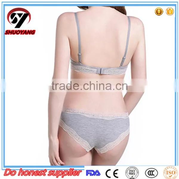 Best Quality Lace Side Cotton High Quality Bra and Panty Sets Hot Sexy Bra Panty photo-6