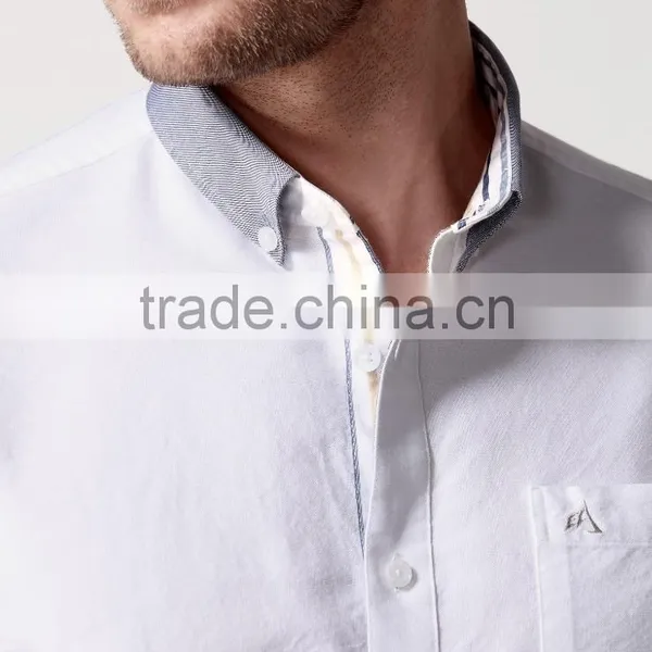 New Design Contrast Fabric Made to Measure Cotton Slim Men Shirt BSZ0080 photo-3