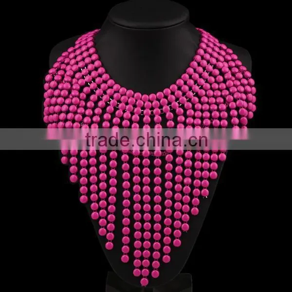 Zm33313a Statement Necklace 2017 Wholesale Tassel Beads Bib Necklace photo-3