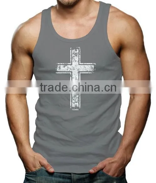 China Printing Cotton Custom Gym Wholesale Mens Singlet photo-5