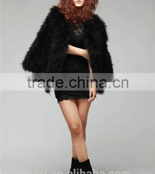 2016 Hot Sale Sweetangel Ostrich Wool Fur Wool Large Size Women Coat Feather Fur Women Jacket Womens Winter Overwear photo-2