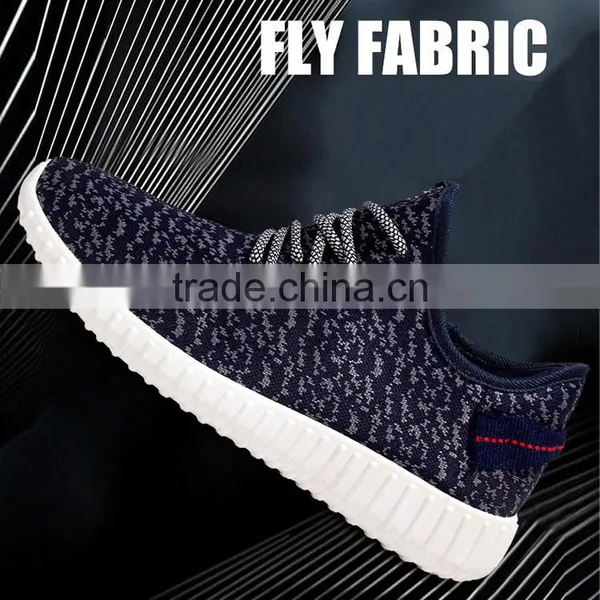 Hot Sale Man Running Breathable Shoe With No Brand Flyknit Fabric Casual Shoes photo-2