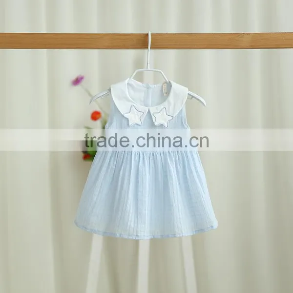 Wholesale Doll Collar Solid Color Cotton Summer Tutu Baby Girl Dress photo-3