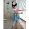 New Girls Baby Kids Cowboy Blue Polka Dot Bowknot Dress Clothes photo-3