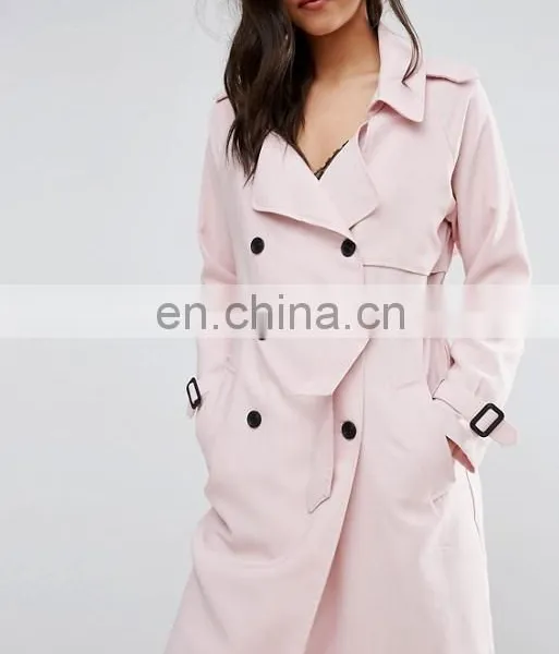 Womenv Pink Single Button Ladies Long Dust Coat photo-4