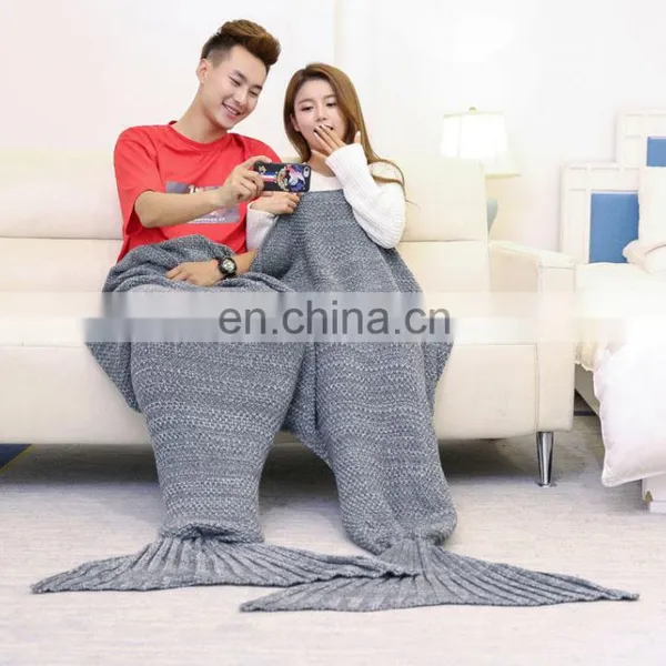 100% Acrylic Knitted Soft Mermaid Tail Blanket photo-3
