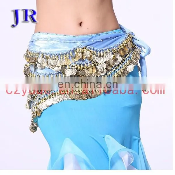 Egyptian Style Professional Gold Coins Velvet Belly Dance Hip Scarf Y-2006# photo-6