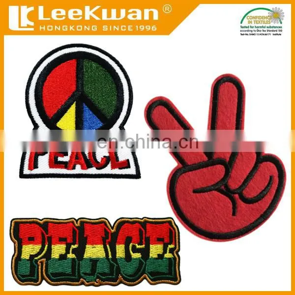 iron on hippie peace fingers clothing patches, iron peace clothing patches, clothing patches