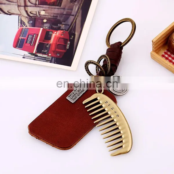 Latest Design Fashion Vintage Accessory Hair Comb Pendant Leather Keychain photo-3