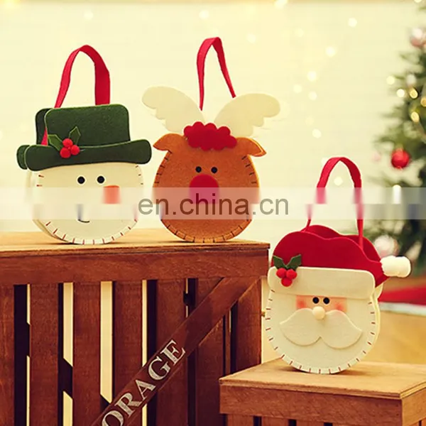 Cute Snowman Santa Claus Trick Or Treat Halloween Felt Candy Tote Bag photo-2